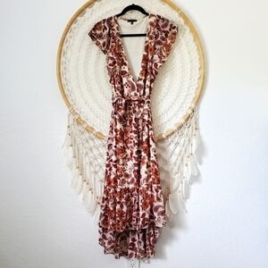 DREW Floral Paisley Terra Vintage Garden Maxi Wrap Bohemian Dress Size XS